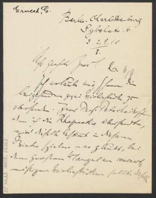 Brief an B. Schott's Söhne : 02.09.1910