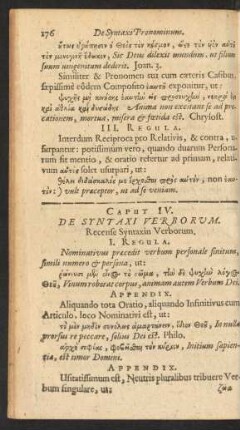Caput IV. De Syntaxi Verborum. Recense Syntaxin Verborum