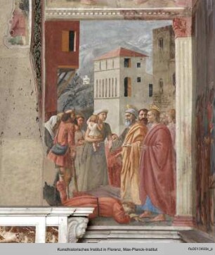 Freskenzyklus : Der heilige Petrus verteilt Almosen; Tod des Ananias
