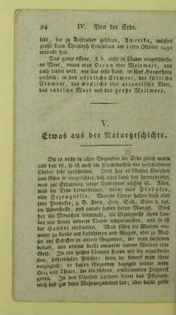 V. Etwas aus der Naturgeschichte