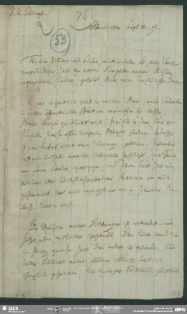 Eigenh. Brief m. gedr. Beilage von Ludwig Gotthard Kosegarten an August Wilhelm von Schlegel, Altenkirchen, 24.09.1798