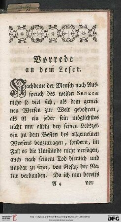 Vorrede an dem Leser