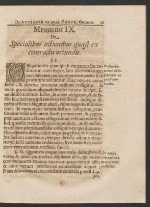 Membrum IX. De Specialibus actionibus quasi ex contractu oriundis.
