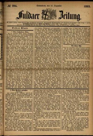 Ausgabe vom Samstag, den 22. Dezember 1883.