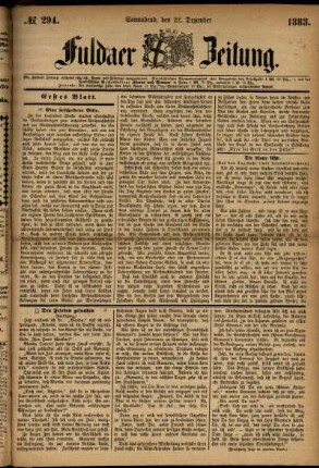 Ausgabe vom Samstag, den 22. Dezember 1883.