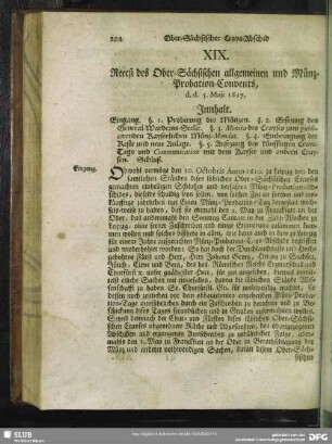 XIX. Receß des Ober-Sächsischen allgemeinen und Münz-Probation-Convents d. d. 5. Maii 1617