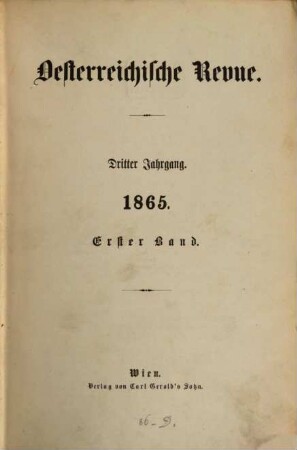 Österreichische Revue. 1865,1/2 = Jg. 3
