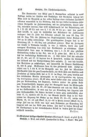 458-459 [Rezension] Gutjahr, Franz Seraph, Die zwei Briefe an die Thessalonicher und der Brief an die Galater
