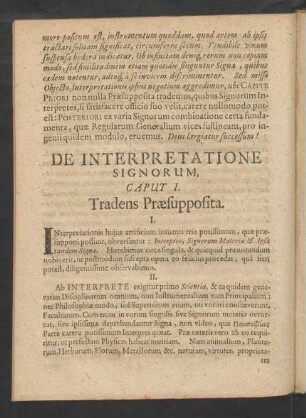 Caput I. Tradens Praesupposita.