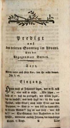 Neueste Sonntagspredigten : Dem Städter, dem Bürger und dem Landmanne mit Wärme ans Herz gelegt, 1. Enthält fünfzehn Predigten