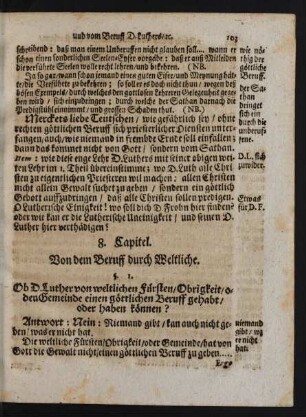 8. Capitel. Von dem Beruff durch Weltliche.
