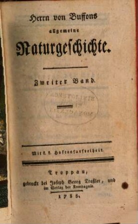 Herrn von Buffons allgemeine Naturgeschichte, 2