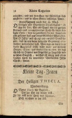 Kleine Tag-Zeiten Von der Heiligen Thecla.