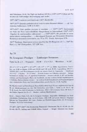 Aa 79. St. Georgener Prediger, Limburger Sermones