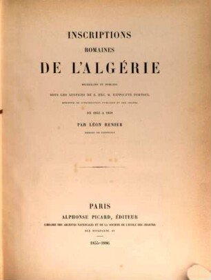 Inscriptions Romaines de l'Algérie