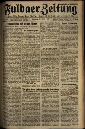 Ausgabe vom Samstag, den 27. April 1935.