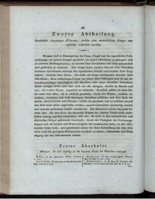 Erster Abschnitt. Würmer, die sich zufällig an die äussern Theile des Menschen ansaugen