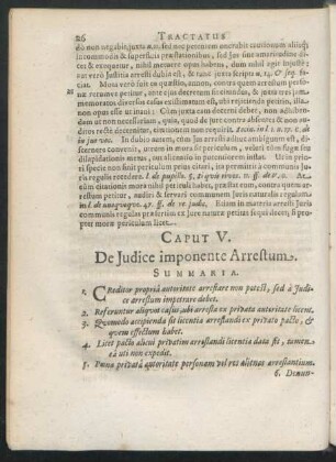 Caput V. De Iudice imponente Arrestum