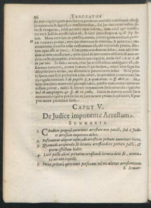 Caput V. De Iudice imponente Arrestum