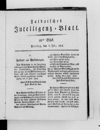 28tes Stück, Ausgabe vom 8. Jul. 1808