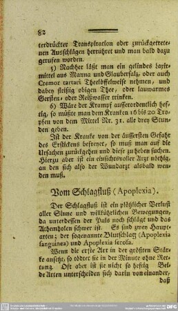 Vom Schlagfluß (Apoplexia)