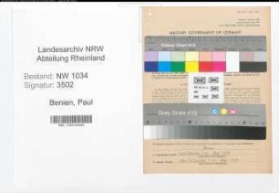 Entnazifizierung Paul Benien , geb. 08.11.1913 (Oberfeldwebel)