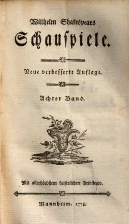 Willhelm Shakespears Schauspiele, 8