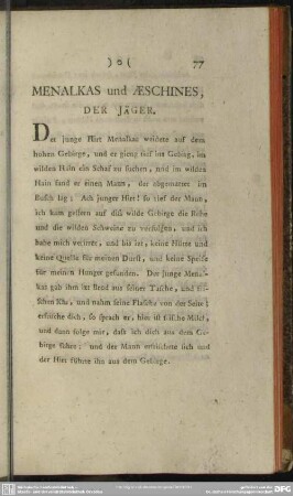 Menalkas und Aeschines, der Jäger