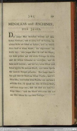 Menalkas und Aeschines, der Jäger