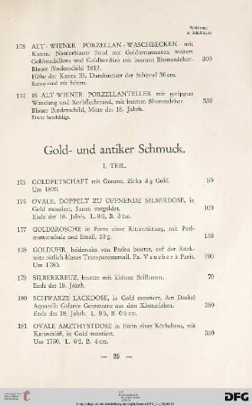 Gold- und antiker Schmuck. 1. Teil (Nr. 175-189)