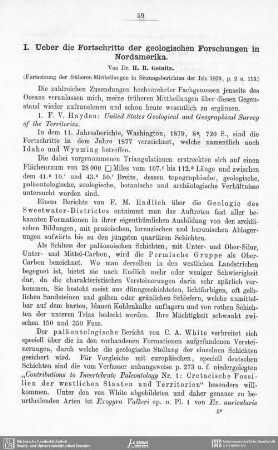 Ueber die Fortschritte der geologischen Forschungen in Nordamerika