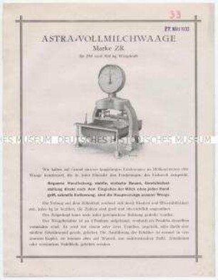 ASTRA-VOLLMILCHWAAGE Marke ZR
