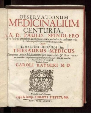 Observationum Medicinalium Centuria