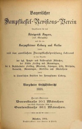 Geschäftsbericht. 14. 1883 (1884)