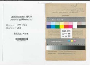 Entnazifizierung Hans Mieles , geb. 16.02.1910 (Lehrer)