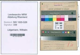 Entnazifizierung Wilhelm Lelgemann , geb. 24.11.1891 (Steuerberater)