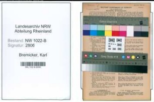 Entnazifizierung Karl Bremicker , geb. 06.08.1889 (Postbeamter)