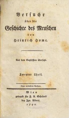 Versuche über die Geschichte des Menschen : Aus dem Englischen übersetzt. 2.