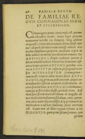 De Familiae Regum Commagenae Serie Et Successione.