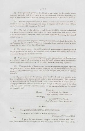 No. 1055 1/2 From the superintendent of embankments, to the chief engineer, lower provinces
