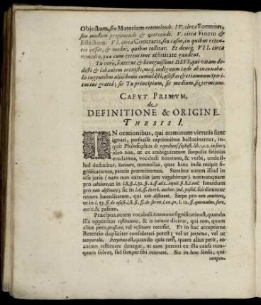 Caput Primum, de Definitione & Origine.