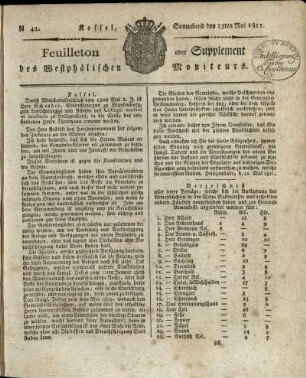 No. 42, Sonnabend den 25ten Mai 1811