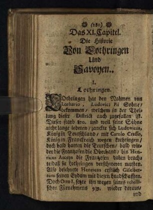 Das XI. Kapitel: Die Historie Von Lothringen Und Savoyen