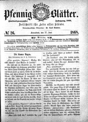 No. 26, Sonnabend, den 27. Juni
