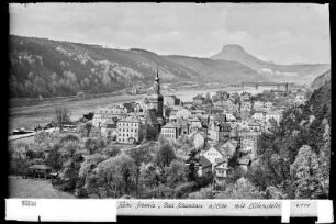 Sächsische Schweiz, Blick auf Kneipp- und Luftkurort Bad Schandau an der Elbe mit Lilienstein