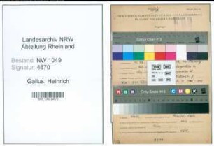 Entnazifizierung Heinrich Gallus , geb. 14.02.1903 (Amtmann)