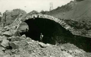 Abgrabung des Oberauer Tunnels der Linie Leipzig-Dresden, Oberau, 1934