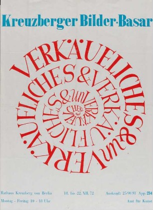 Ausstellungsplakat "Verkäufliches und Unverkäufliches" des Kreuzberger Bilder-Basars, 1972