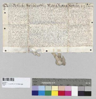 Äbtissin Maria Regina [Hannamann] und der Konvent von Kloster Seligenthal verleihen an Martin Völkel (Völgkhel) das Leibrecht auf dem Gut zu Oberneuhausen. S1: Maria Regina [Hannamann], Äbtissin von Kloster Seligenthal, S2: der Konvent von Kloster Seligenthal