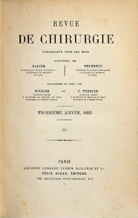 Revue de chirurgie. 3,a. 1883